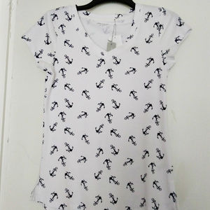 White t-shirt with blue anchors *sailor *nautical